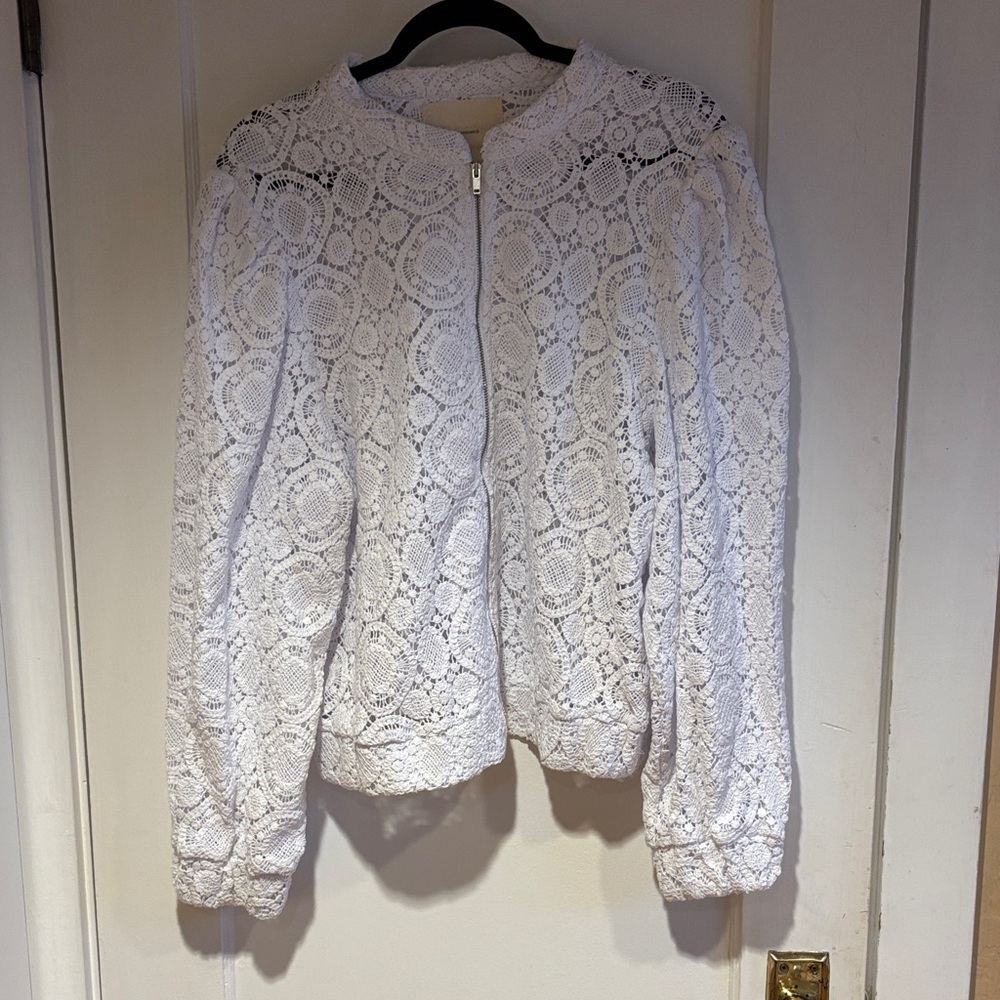Anthropologie Elegant White Lace Jacket